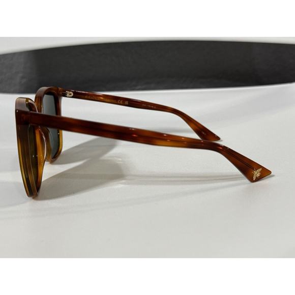 GUCCI GG0022S-002 Women's Cateye Sunglasses Havana Tortoise Gold Logo/Green 57mm - Picture 10 of 15